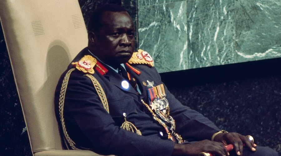 Ugandský diktátor Idi Amin. Zdroj: https://commons.wikimedia.org/wiki/File:Idi_Amin_at_UN_(United_Nations,_New_York)_gtfy.00132.jpg