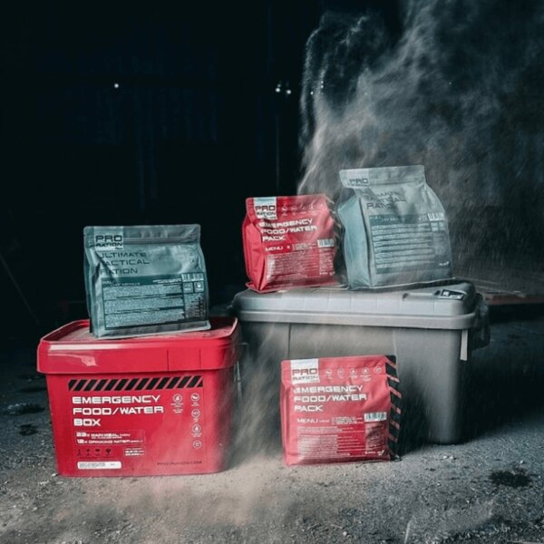 Potravinové dávky Pro Ration® od Full-Day přes Half-Day až po Emergency Food/Water balení. Foto: Rigad