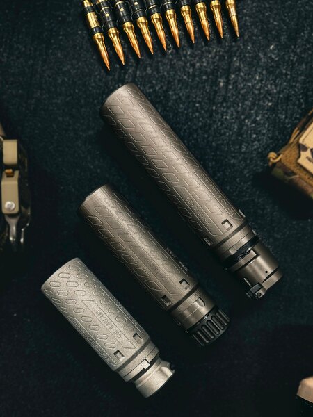 Tlumiče hluku B&amp;T® PRINT-X z titanu a Inconelu v různých velikostech – Sub-Compact, Compact a Standard. Foto: Rigad