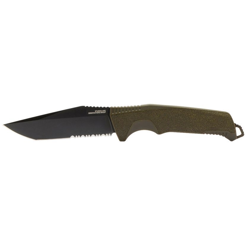 Nůž Trident FX Serrated SOG® – Černá čepel, Olive Green (Barva: Olive Green, Varianta: Černá čepel)