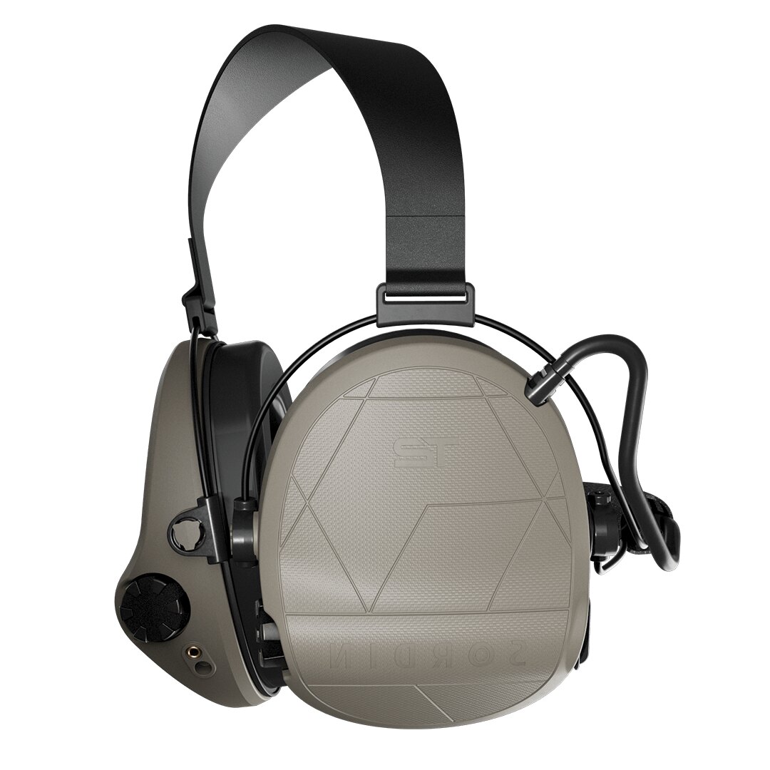 Elektronická sluchátka Supreme T2 Neckband Fabric Sordin® – Tan