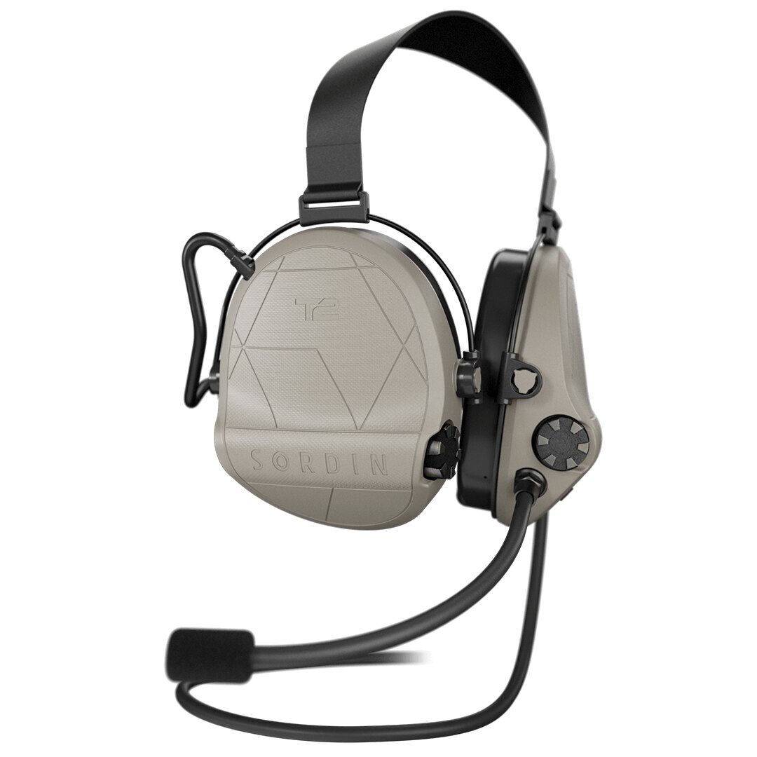 Elektronická sluchátka Supreme T2 CC Neckband Fabric Sordin® – Tan