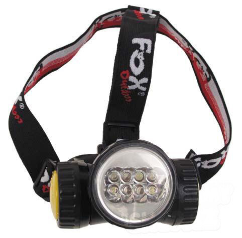 Čelová LED svítilna výklopná s 8 LED FOX OUTDOOR® - černá
