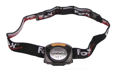 Čelová LED svítilna výklopná se 4 bílými a 3 červenými LED FOX OUTDOOR® - černá