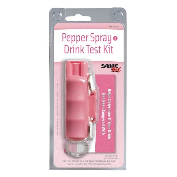 Klíčenkový obranný sprej SABRE® + Drink Test Kit