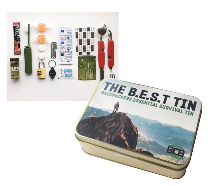 Krabička poslední záchrany BCB® Essentials Survival Tin (B.E.S.T)