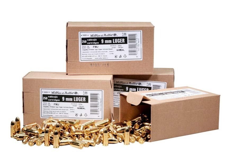 Náboje FMJ Sellier & Bellot® / 9 mm Luger / 8 g - 124 grs / 250 ks