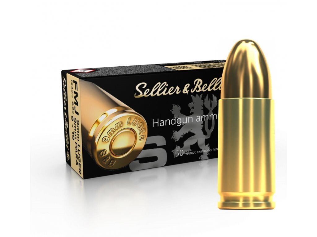 Náboje FMJ Sellier & Bellot® / 9 mm Luger / 8 g - 124 grs / 50 ks