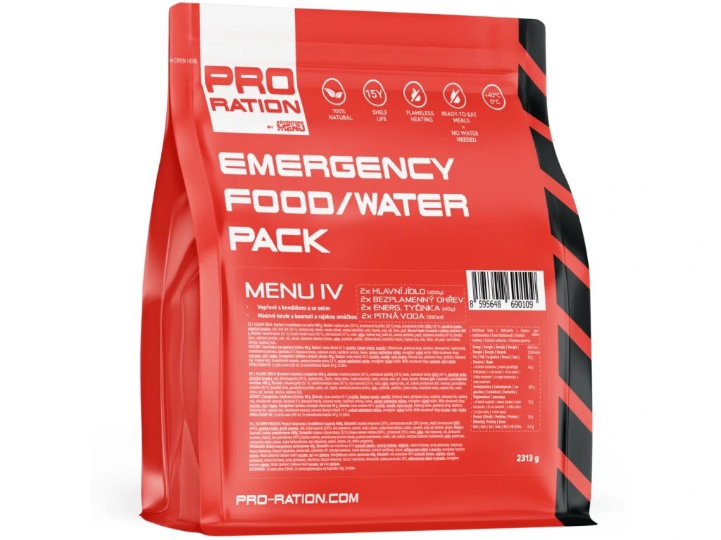 Nouzová potravinová dávka Emergency Food / Water Pro Ration®, MENU IV