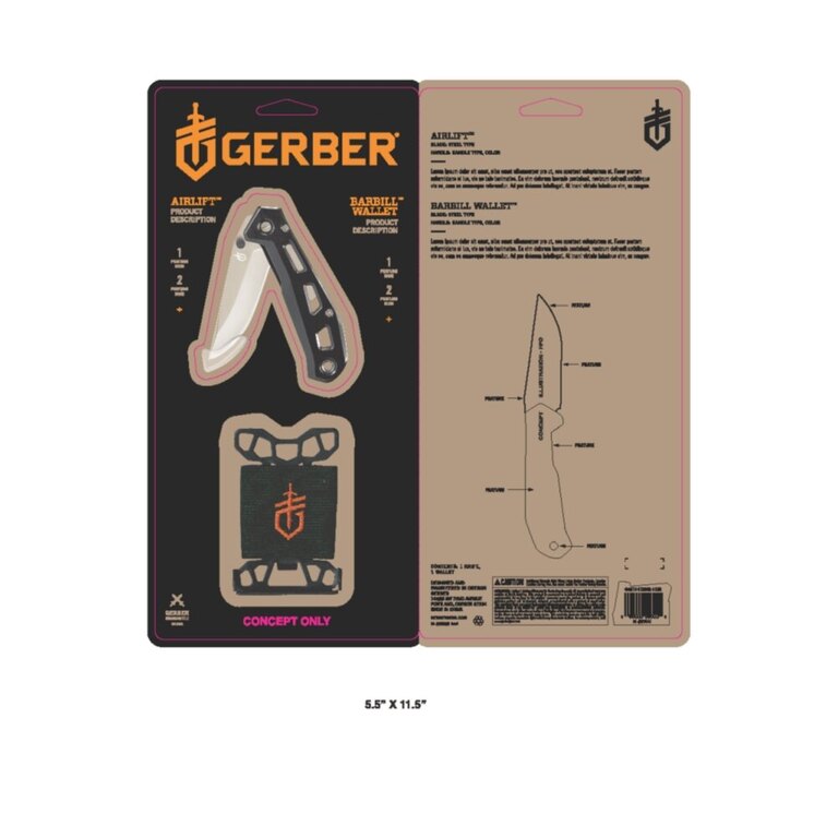 Sada GERBER® peněženka BARBILL + nůž AIRLIFT - černá