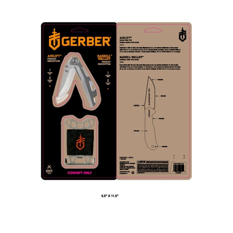 Sada GERBER® peněženka BARBILL + nůž AIRLIFT - stříbrná