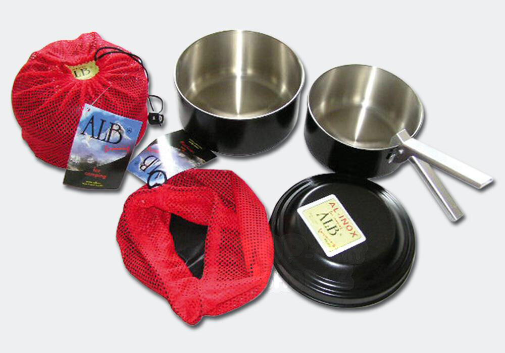 Sendvičové - skládací čtyřdílné kempingové nádobí ALB® AL-INOX