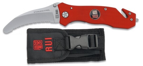 Zavírací nůž záchranářský RUI® Tactical 10945 se zubatým ostřím - červený